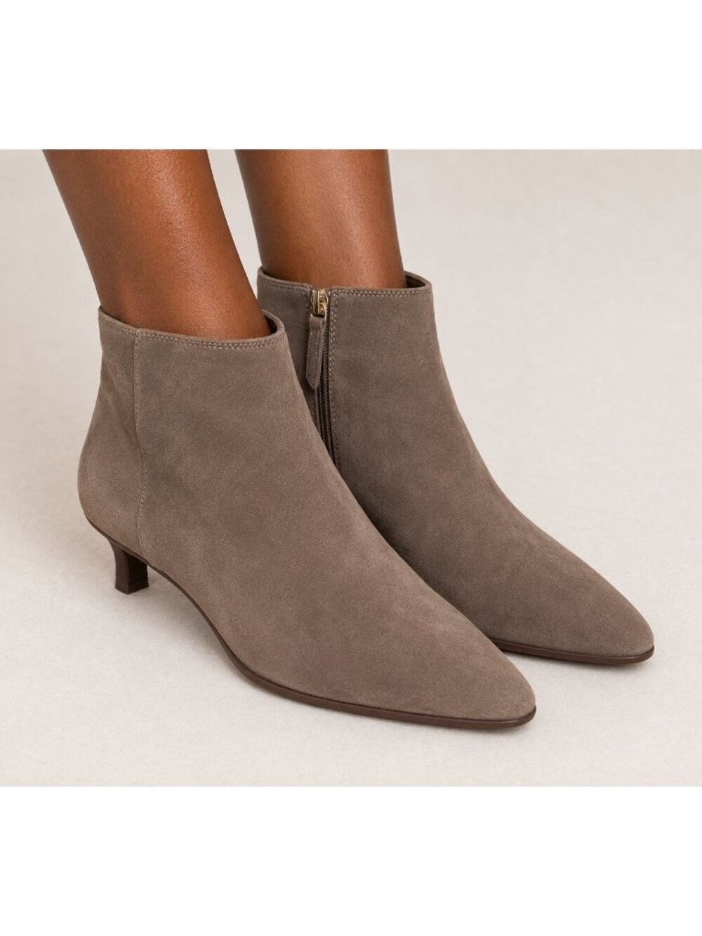 J.Crew Taupe Suede Pointed Toe Kitten Heel Ankle Boots 9.5